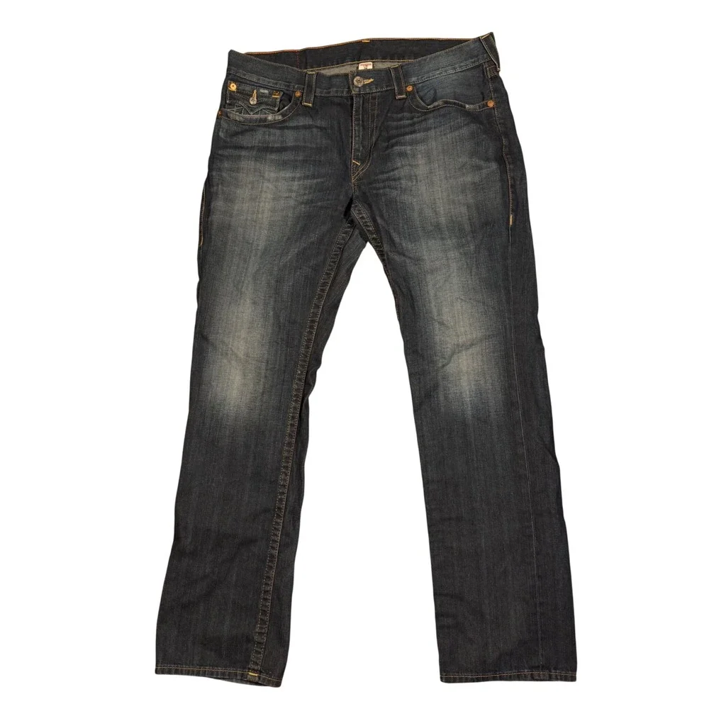 True Religion Section Slim Jeans Mens 38 Dark Wash Straight Leg Horseshoe Pocket